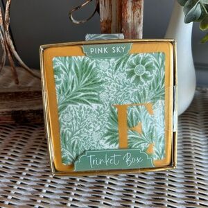 Pink Sky “E” botanical design trinket box